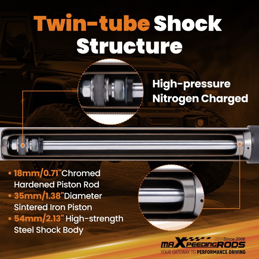 Front Lift Shock Kit compatible for Jeep Gladiator JT 2020-2025 4WD 0-2.5 Carbon