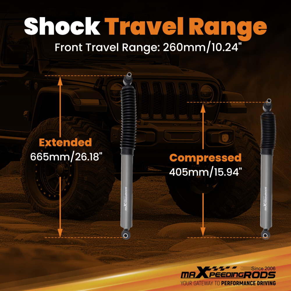 Front Lift Shock Kit compatible for Jeep Gladiator JT 2020-2025 4WD 0-2.5 Carbon