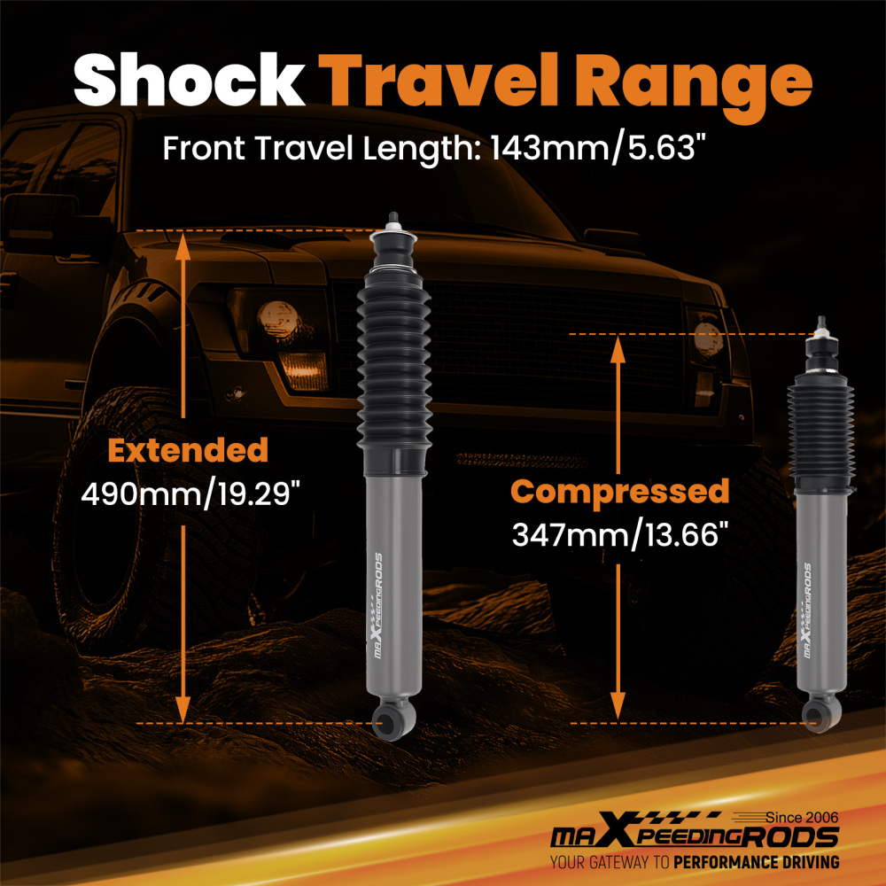 Front Lift Shock compatible for Ford Ranger 1983-1997 1.5-2 Lift 490mm Extended 4WD