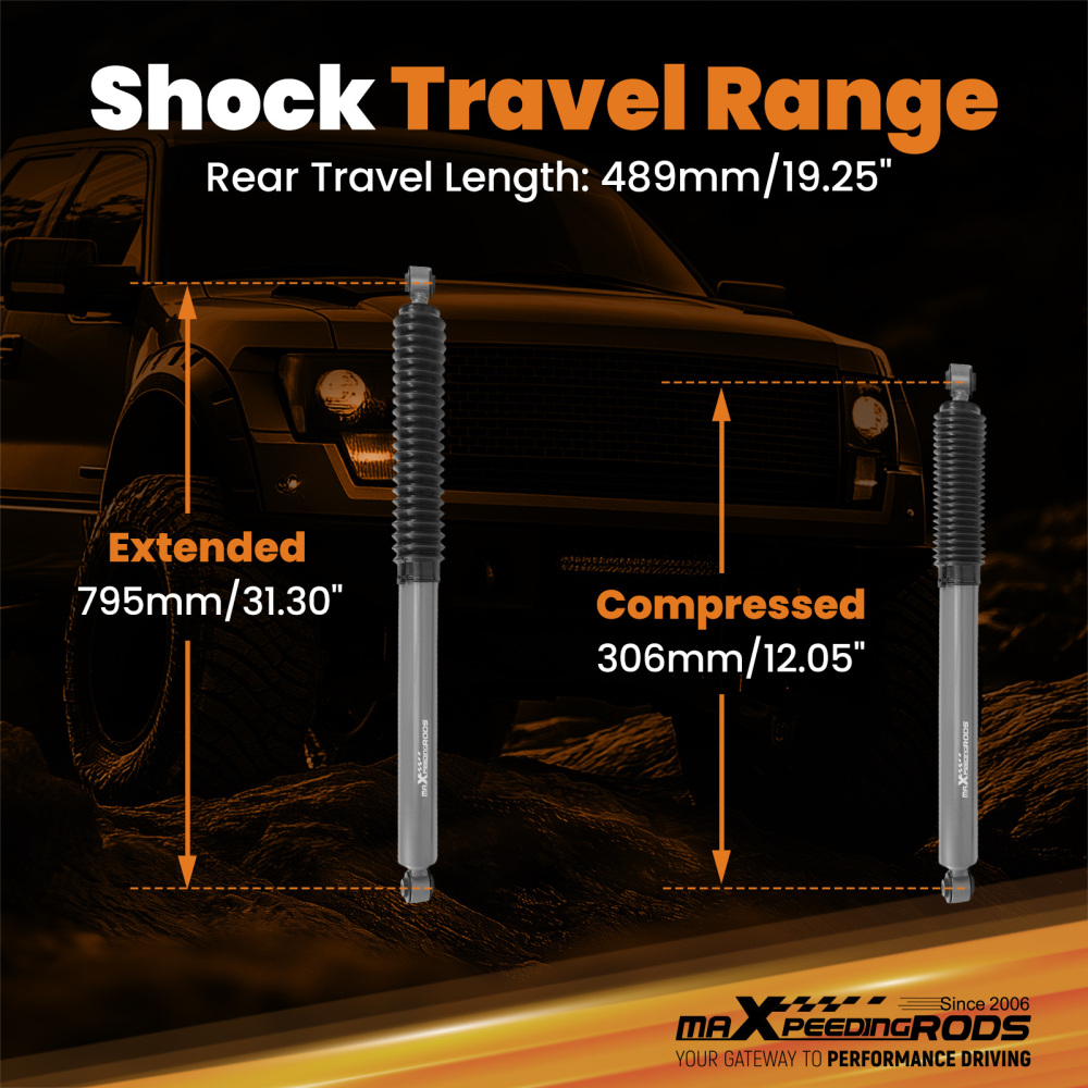 Lift Shock Rear Set compatible for Dodge Ram 1500 2002-2008 Carbon Steel 3.5-6.5 Kit