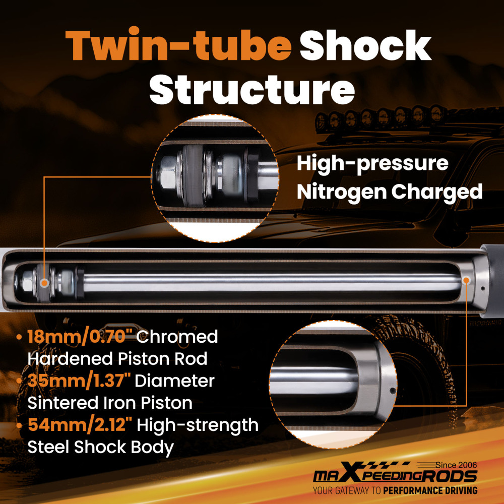 3-4 Lift Rear Shock Kit compatible for Jeep Grand Cherokee 1999-2004 2WD 4WD Off Road