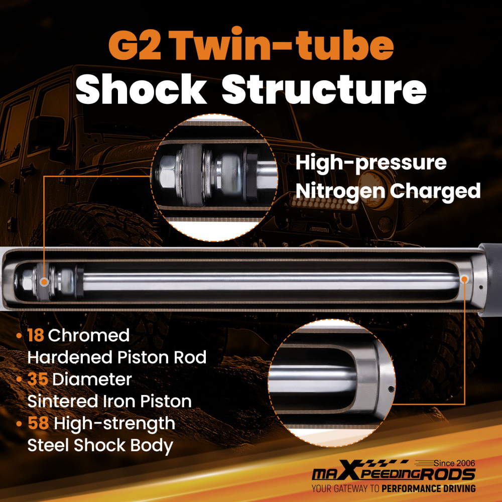 12-Stage Lift G3 Shock 0-2.5 Front Rear compatible for Jeep Wrangler JK 4WD/RWD 2007-2018