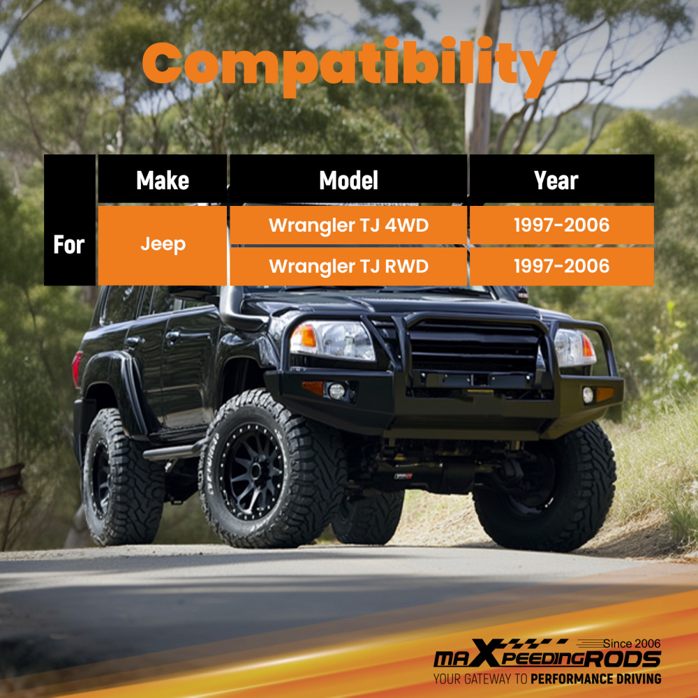 1-3 Suspension Lift Shocks compatible for Jeep Wrangler TJ RWD 4WD 1997-2006 Absorbers Kit