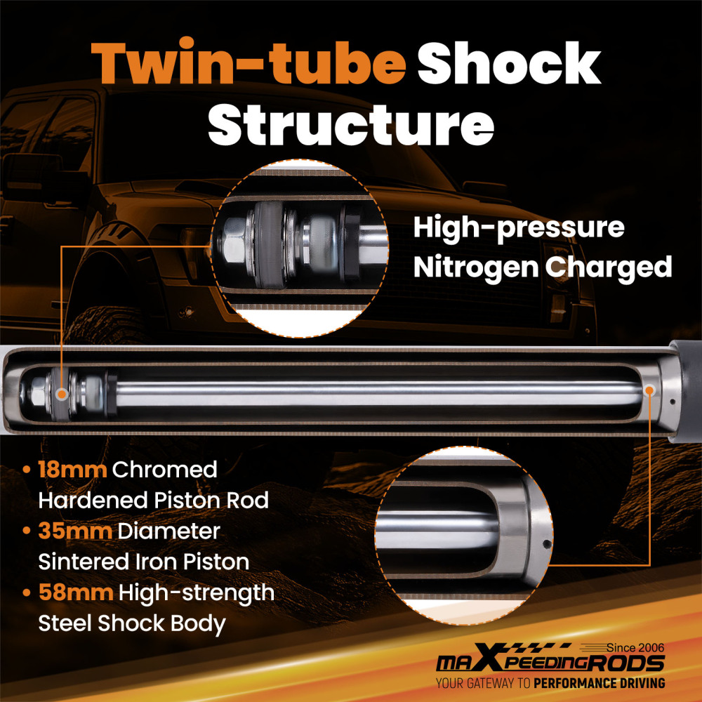 1-3 Suspension Lift Shocks compatible for Jeep Wrangler TJ RWD 4WD 1997-2006 Absorbers Kit