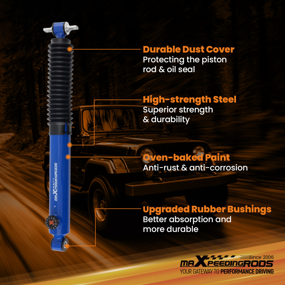 3-4.5 G2 Lift Shock Absorber compatible for Jeep Wrangler TJ 1997-2006 4WD RWD FR 4pc