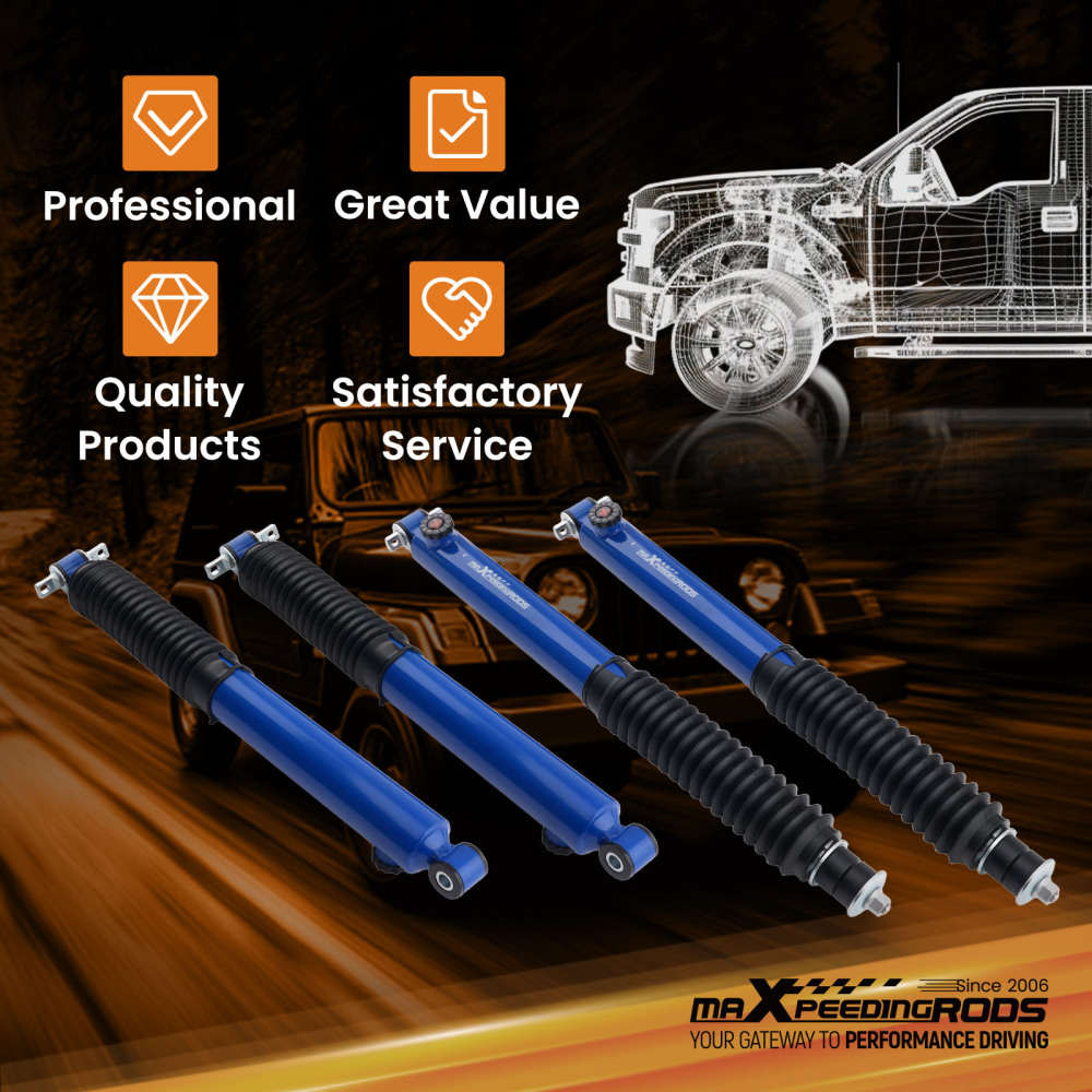 3-4.5 G2 Lift Shock Absorber compatible for Jeep Wrangler TJ 1997-2006 4WD RWD FR 4pc