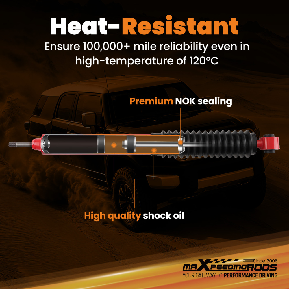 0-2.5 Lift Shock Kit compatible for Toyota 4Runner/FJ Cruiser 2WD/4WD 03-09 Adjustable