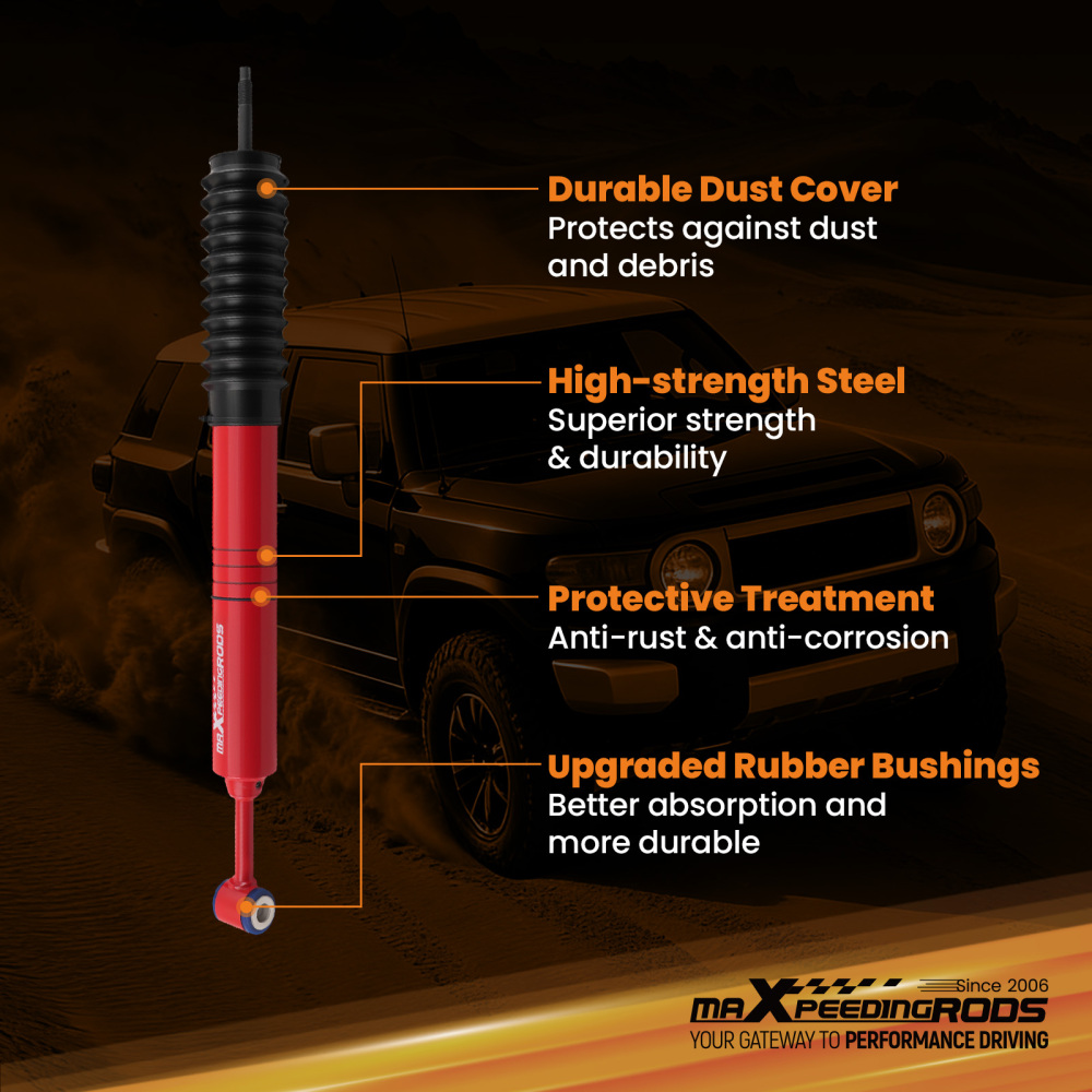 0-2.5 Lift Shock Kit compatible for Toyota 4Runner/FJ Cruiser 2WD/4WD 03-09 Adjustable