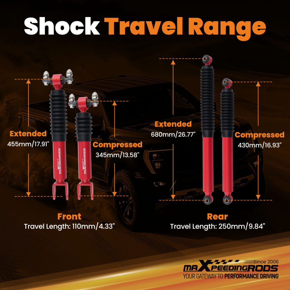 4pcs FrontRear Lift G3 Shocks compatible for Chevrolet Silverado 2500HD 3500HD 2011-2019