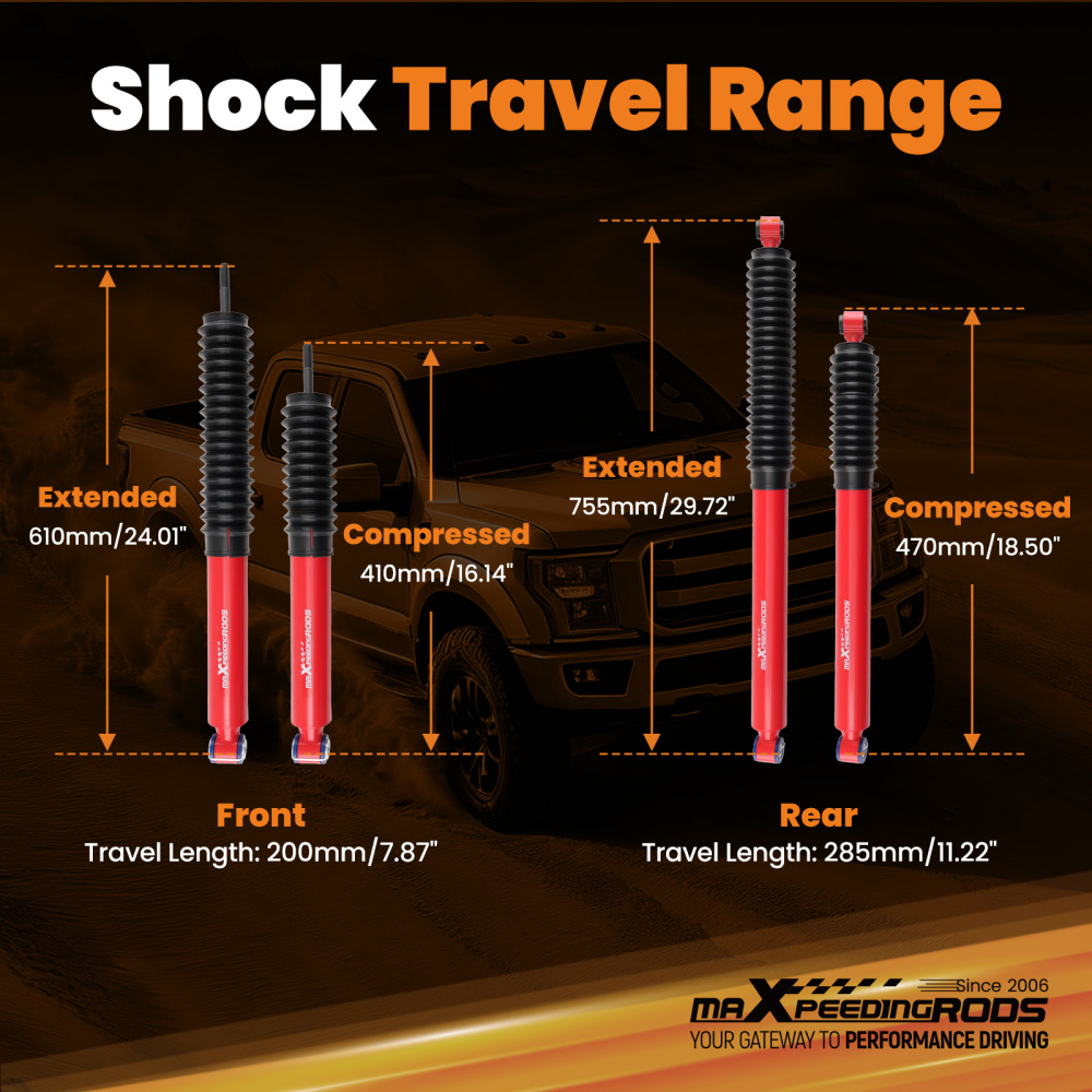 maXpeedingrods G3 Lift Shock Set compatible for Ford F250 F350 Super Duty 4WD 08-16 Kit