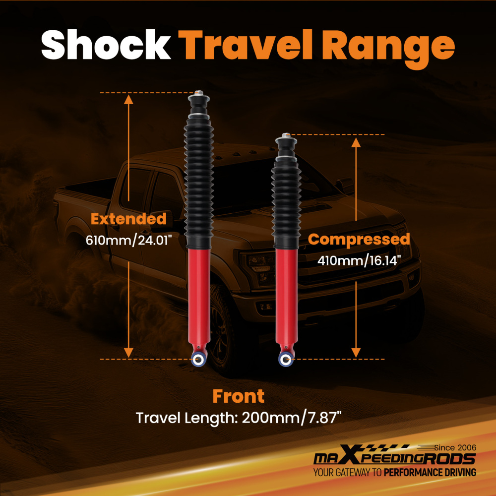 maXpeedingrods G3 Lift Shock Front 0-2 compatible for Ford F250/F350 Super Duty 4WD 08-16