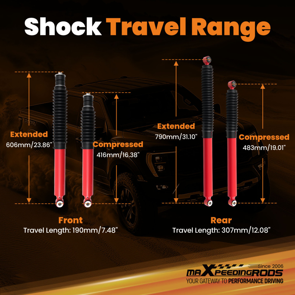 4pcs Gas G3 Lift Shock compatible for Ford F-250 F-350 Super Duty 4WD 2017-2019 Kit