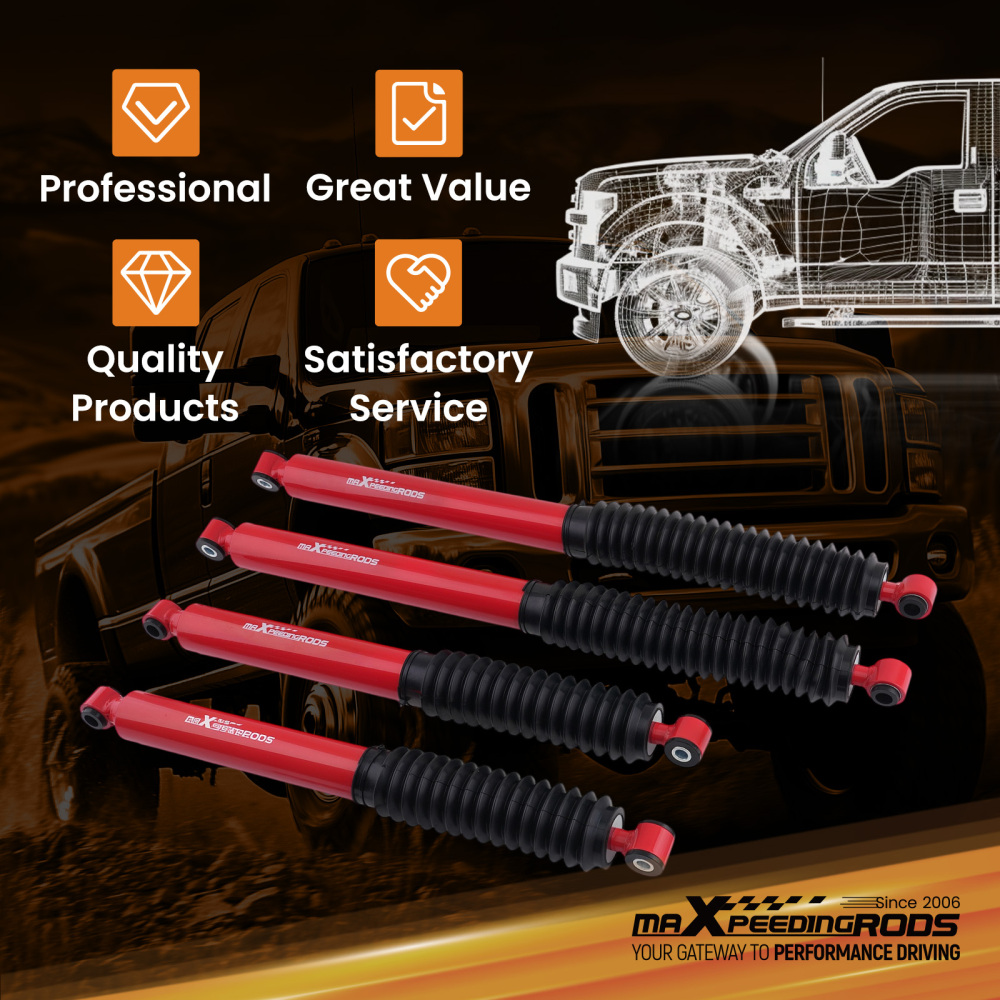 4pc Gas Lift G3 Shock compatible for Ford F-250 Super Duty 1999-2004 Dust Cover Included