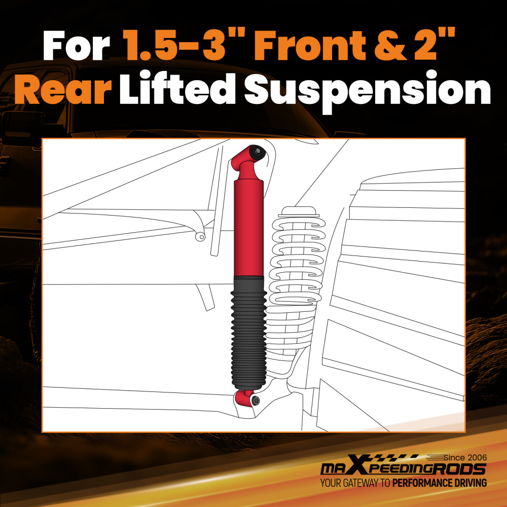 4pcs Front Rear Lift Shock compatible for Jeep Wrangler 2007-2018 Gas 1.5-3 Lift