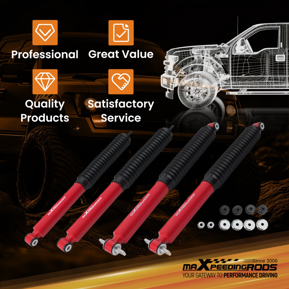 4pcs Front Rear Lift Shock compatible for Jeep Wrangler 2007-2018 Gas 1.5-3 Lift