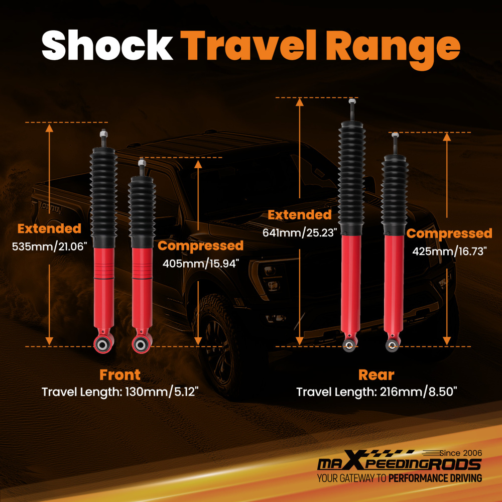 4pcs Adjustable Front Rear G3 Lift Shock compatible for Toyota Tundra 4WD 2WD 2000-2006 Kit