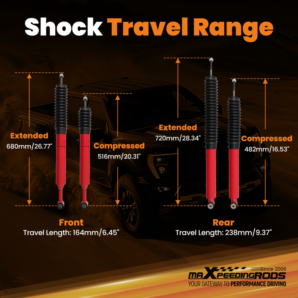Front Rear 0-1 Gas G3 Lift Shock compatible for Toyota Tundra 07-21 2WD 4WD Nitrogen 4Pcs
