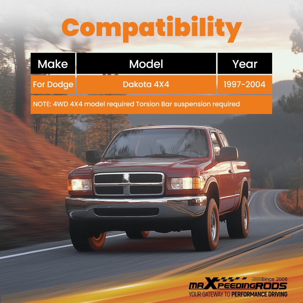 3 Inch Front Rear Lift Kit compatible for Dodge Dakota 4X4 1997-2004 w/ Shocks Blocks