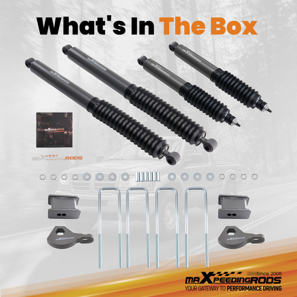 3 Inch Front Rear Lift Kit compatible for Dodge Dakota 4X4 1997-2004 w/ Shocks Blocks