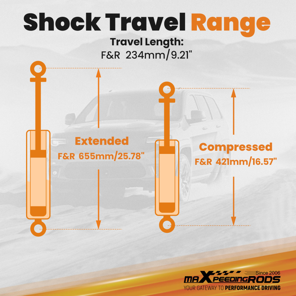 2 Inch Front Rear Lift compatible for Land Rover Discovery 2 1998-2004 Shock Absorber Kit
