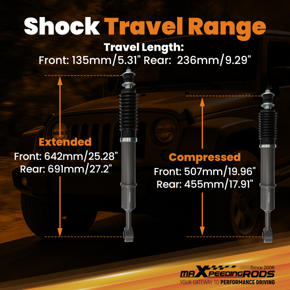 2 Front Rear Lift Shock Kit compatible for Toyota Land Cruiser Prado 150 Series 2009- 2020