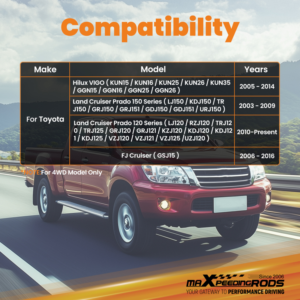 2 Aluminum Lift Spacer compatible for Toyota FJ Cruiser/Hilux 35mm Front Strut 4WD