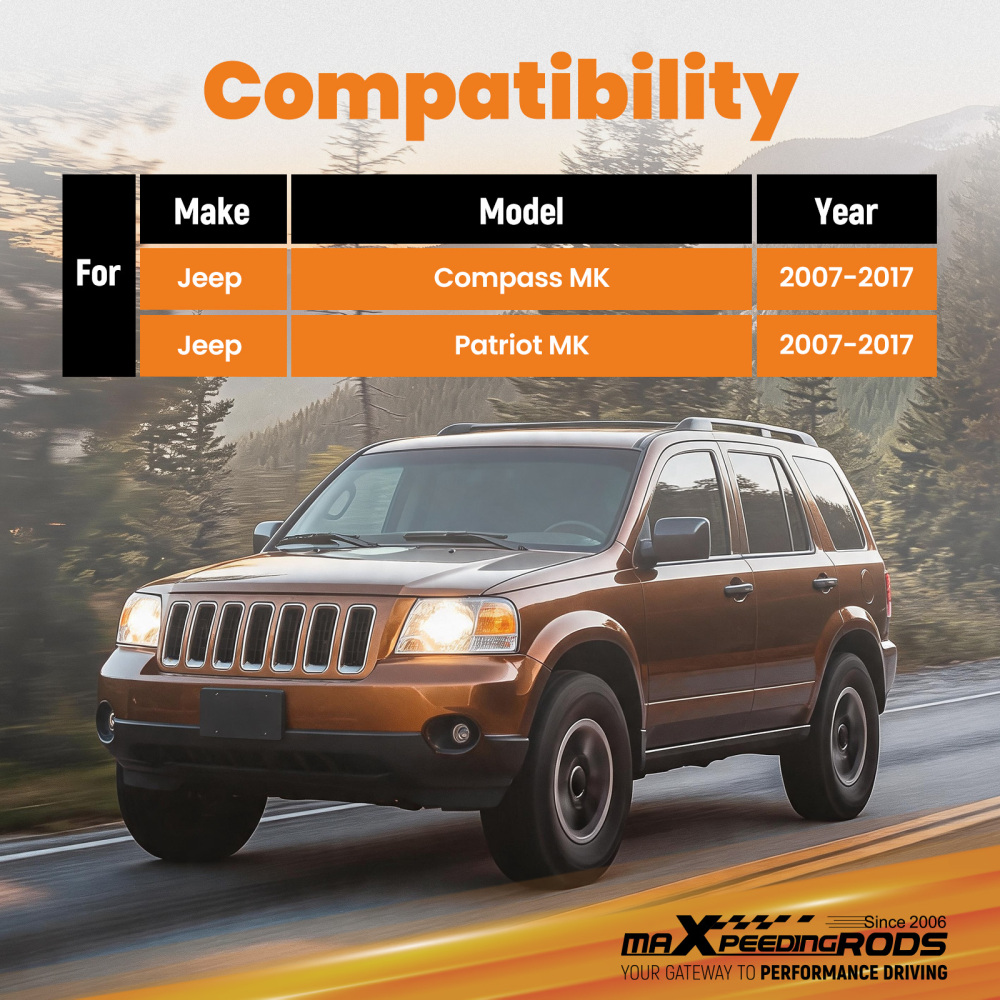Front Rear 2 Leveling Lift Kit compatible for Jeep Compass Patriot MK Sport 07-2017