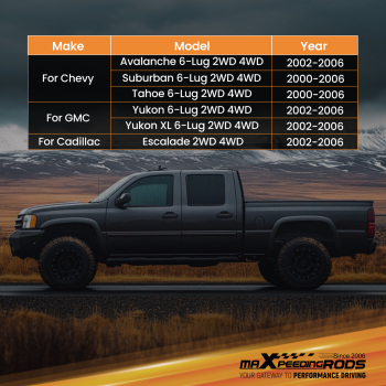 Front 1 inch -3 inch Rear 2 inch Lift Kit compatible for Chevy Avalanche compatible for Suburban 1500 2002-06 6-Lug
