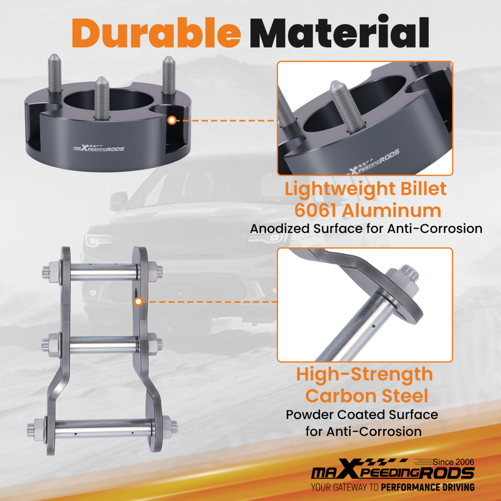 3 Lift Kit compatible for Isuzu D-Max 2012-2023 4WD Front Rear Spacer Aluminum Steel