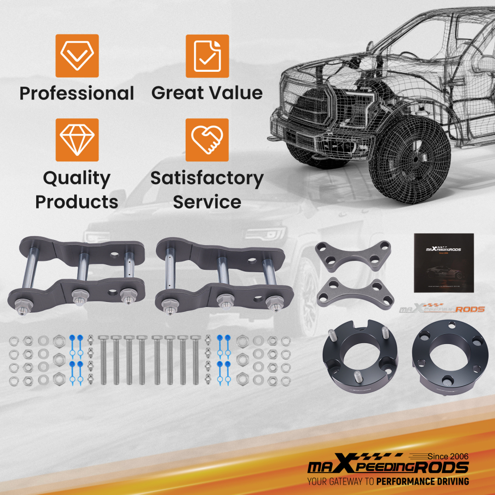 3 Lift Kit compatible for Isuzu D-Max 2012-2023 4WD Front Rear Spacer Aluminum Steel