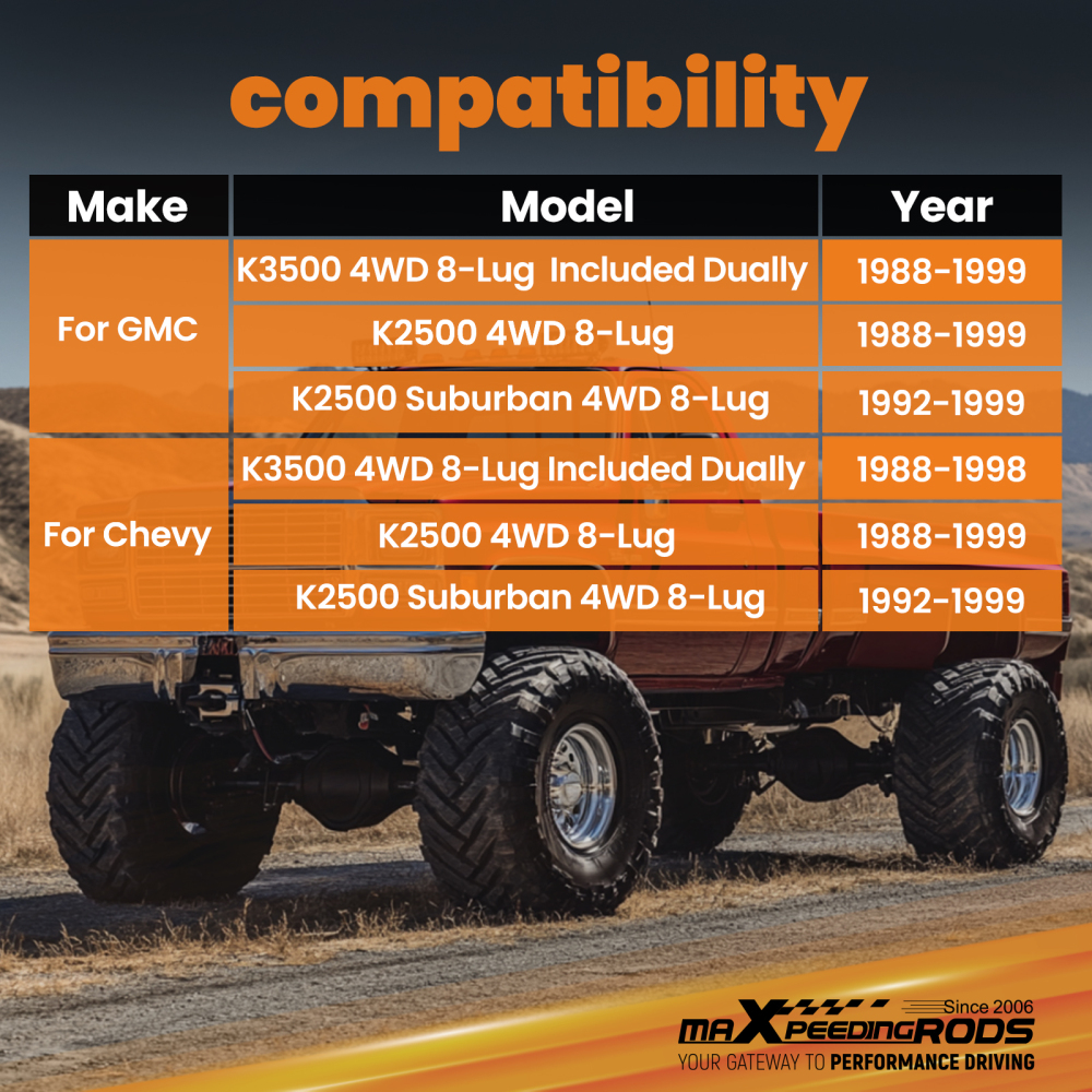 2-3 Front 3 Rear Lift Kit compatible for Chevy K2500 K3500 88-99 4WD Torsion Key Block