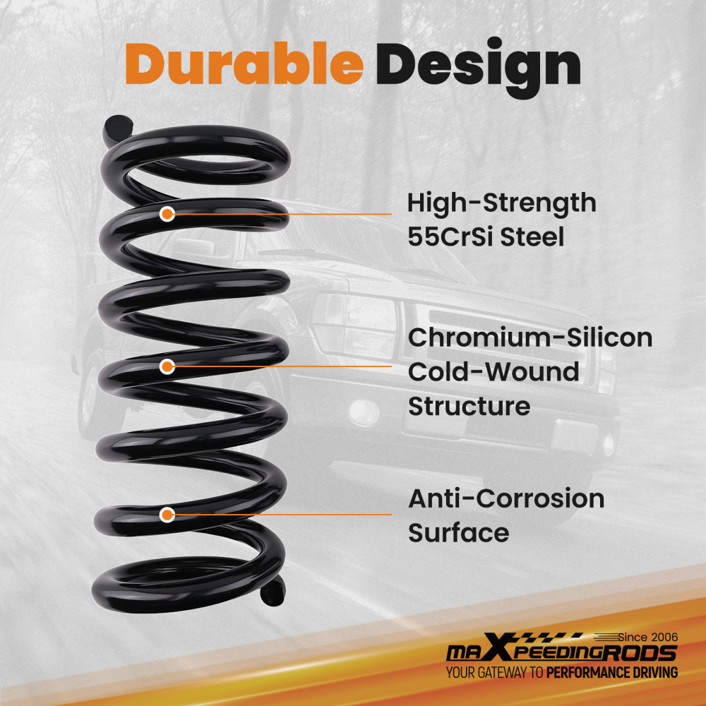 2 Front Coil Lift Spring Kit compatible for Ford F-150 compatible for Lightning 2WD 1997-2003 Suspension