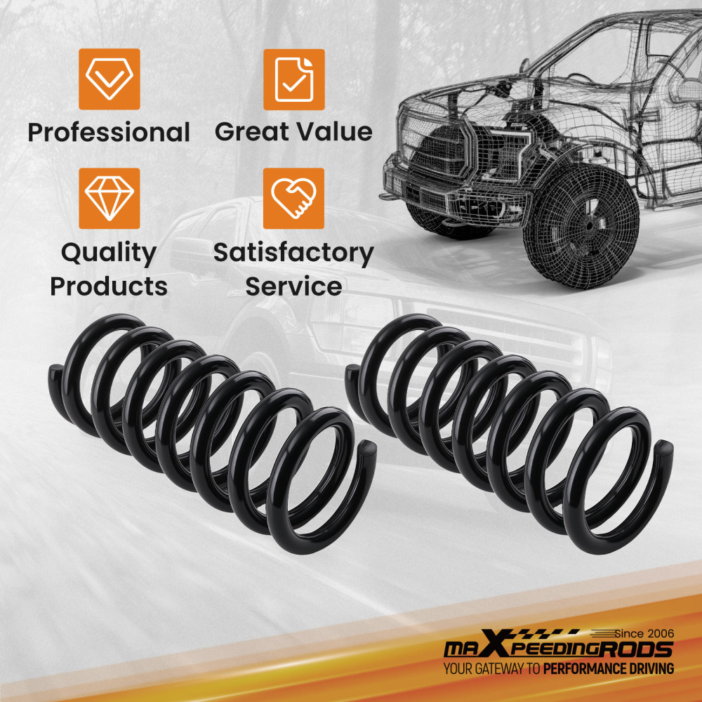 2 Front Coil Lift Spring Kit compatible for Ford F-150 compatible for Lightning 2WD 1997-2003 Suspension