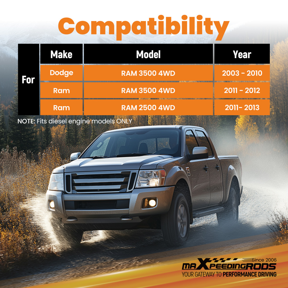 2 Front Coil Lift Springs compatible for Ram 3500 4WD 2003-2012 Diesel Engine Only