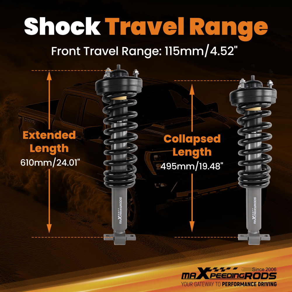 Front Performance Loaded Struts compatible for Ford F150 2WD 2014-2025 Pair 2Lift
