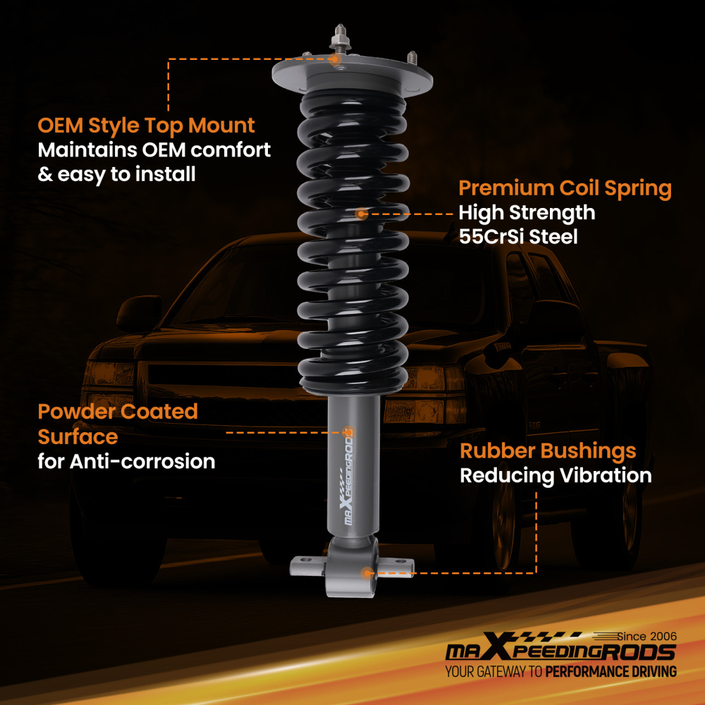 Front 2 Lift Strut compatible for Chevy Silverado GMC Sierra 1500 2WD 4WD 2007-2013