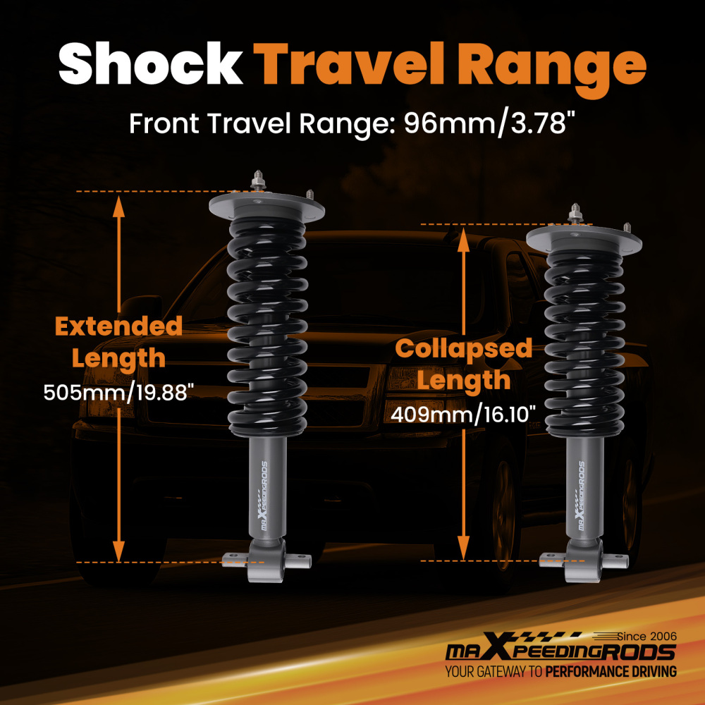Front 2 Lift Strut compatible for Chevy Silverado GMC Sierra 1500 2WD 4WD 2007-2013