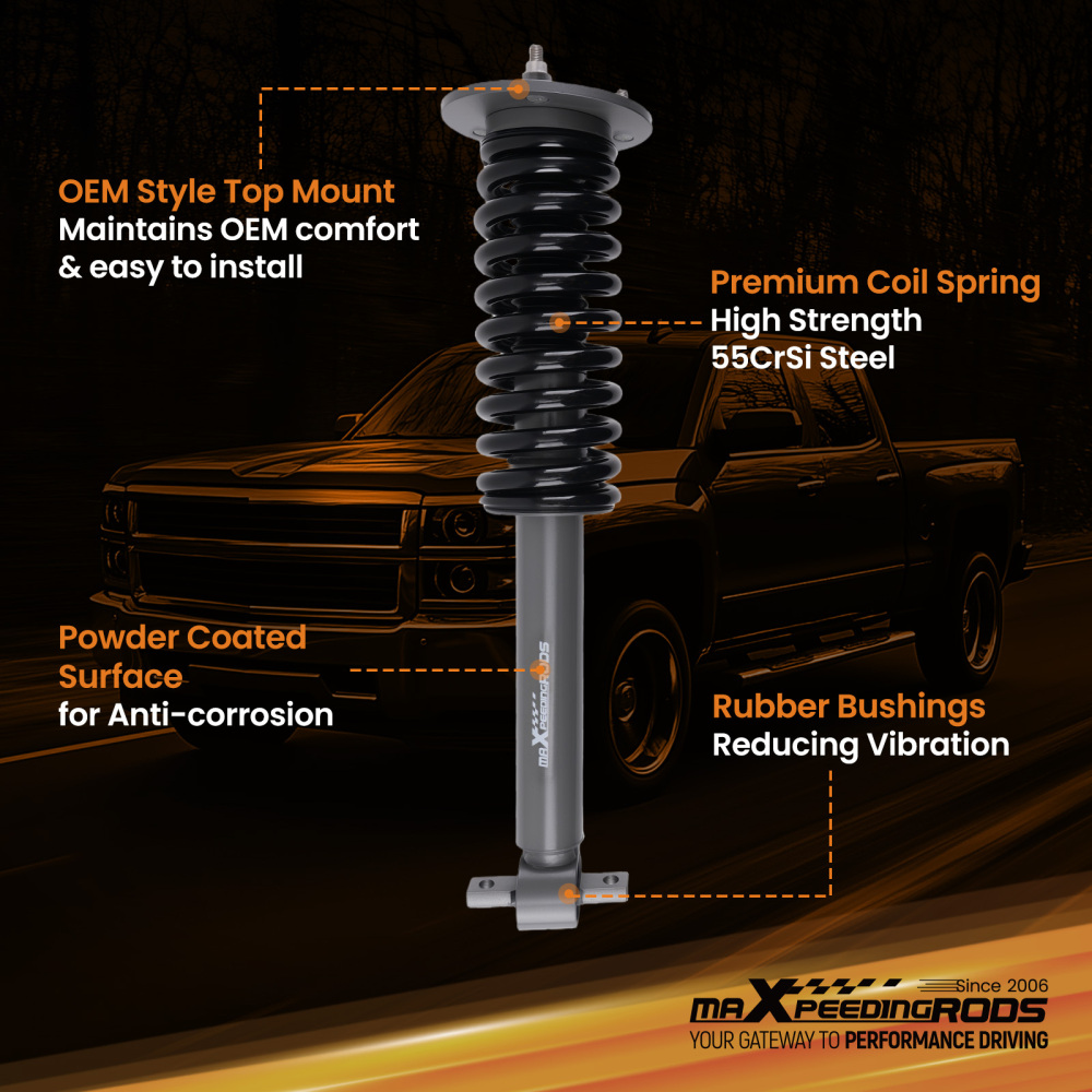 6 Lift Front Strut compatible for Chevy Silverado/Avalanche 1500 2007-2013 2WD 4WD