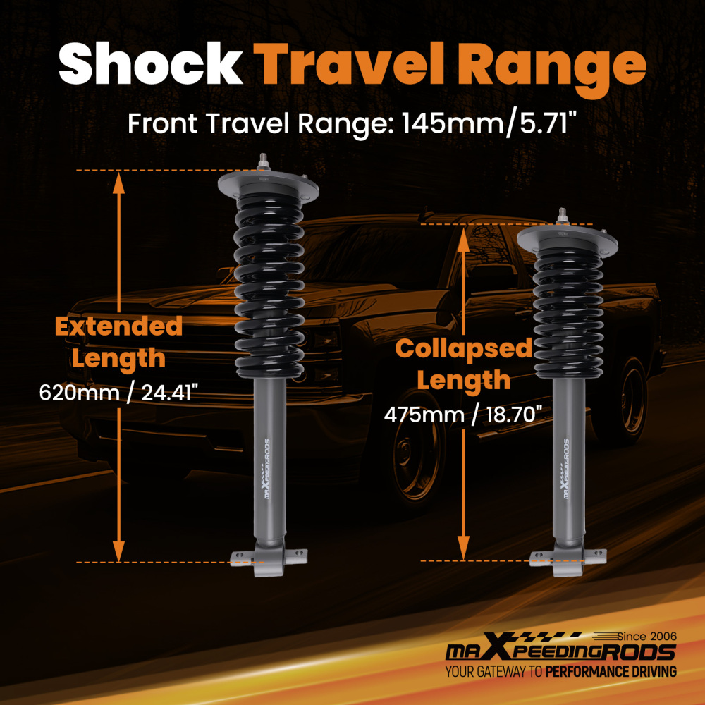 6 Lift Front Strut compatible for Chevy Silverado/Avalanche 1500 2007-2013 2WD 4WD