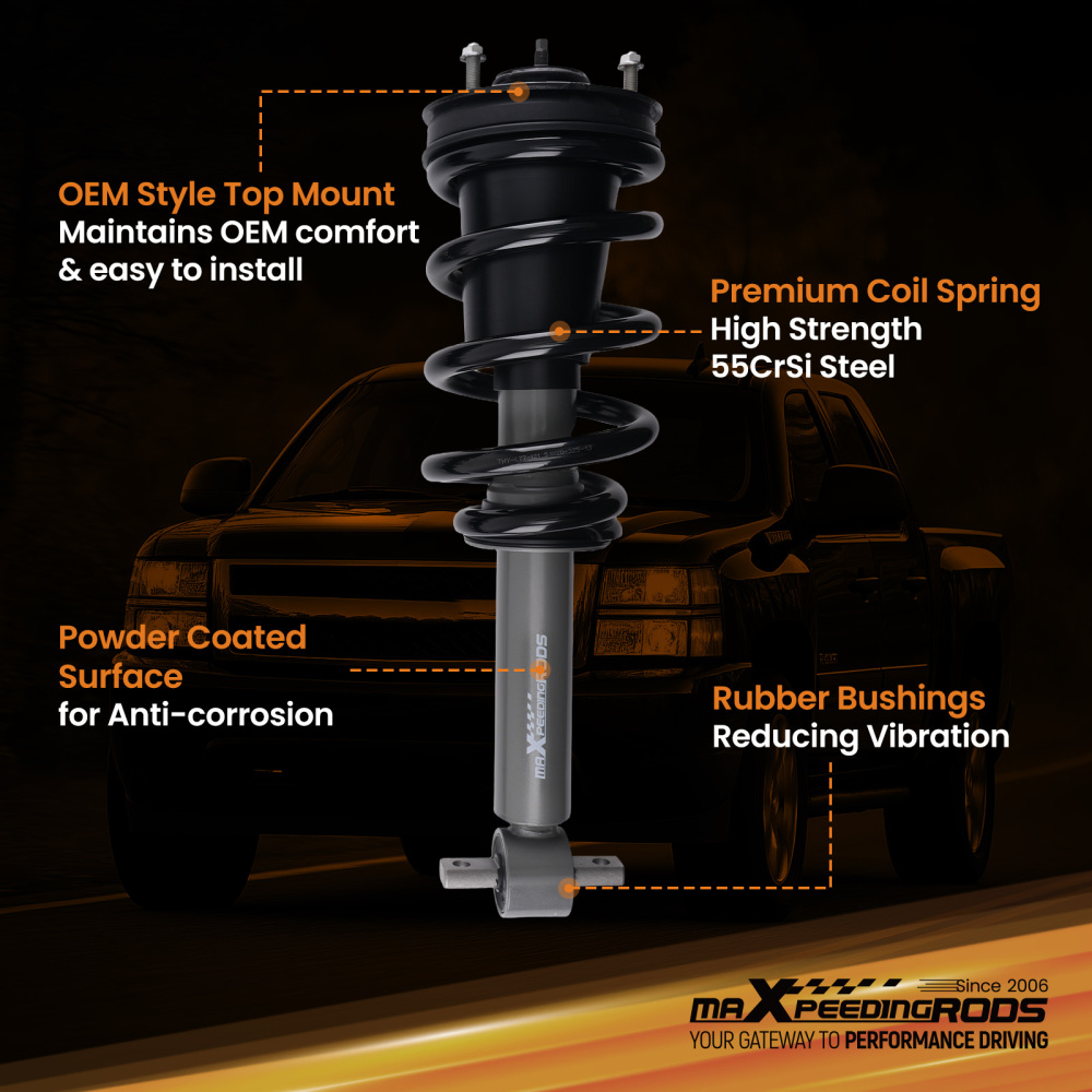 3.5 Front Lift Strut compatible for Chevy Silverado 1500 2014-2018 4WD w/ Spring