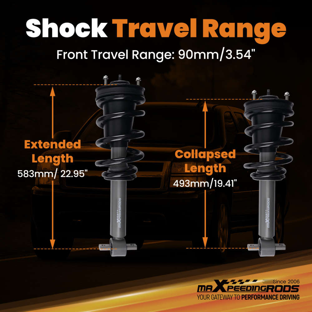 3.5 Front Lift Strut compatible for Chevy Silverado 1500 2014-2018 4WD w/ Spring