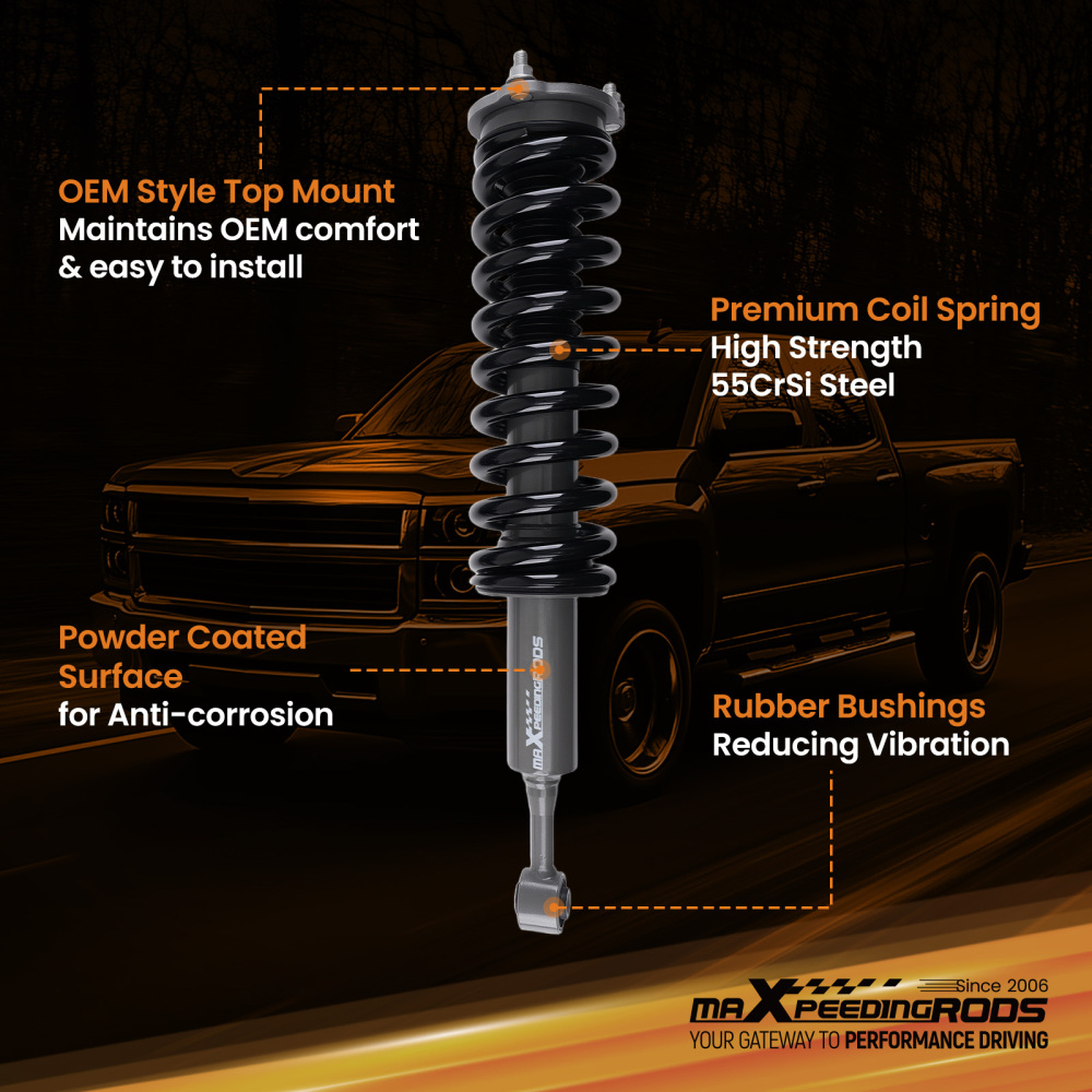 2 Inch Front Lift Shock Strut compatible for Toyota Tacoma 2WD/4WD 2005-2023 Pair Kit