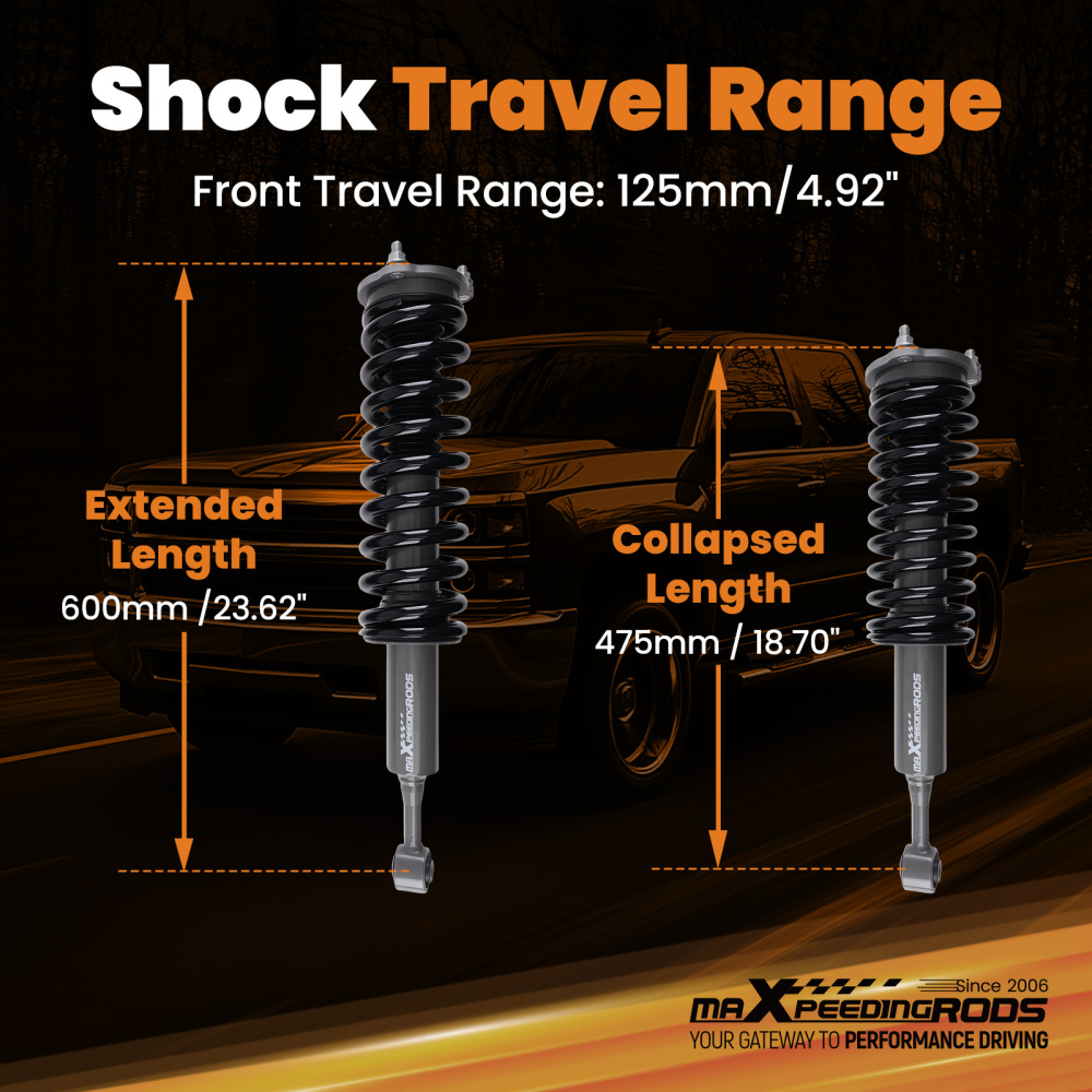 2 Inch Front Lift Shock Strut compatible for Toyota Tacoma 2WD/4WD 2005-2023 Pair Kit
