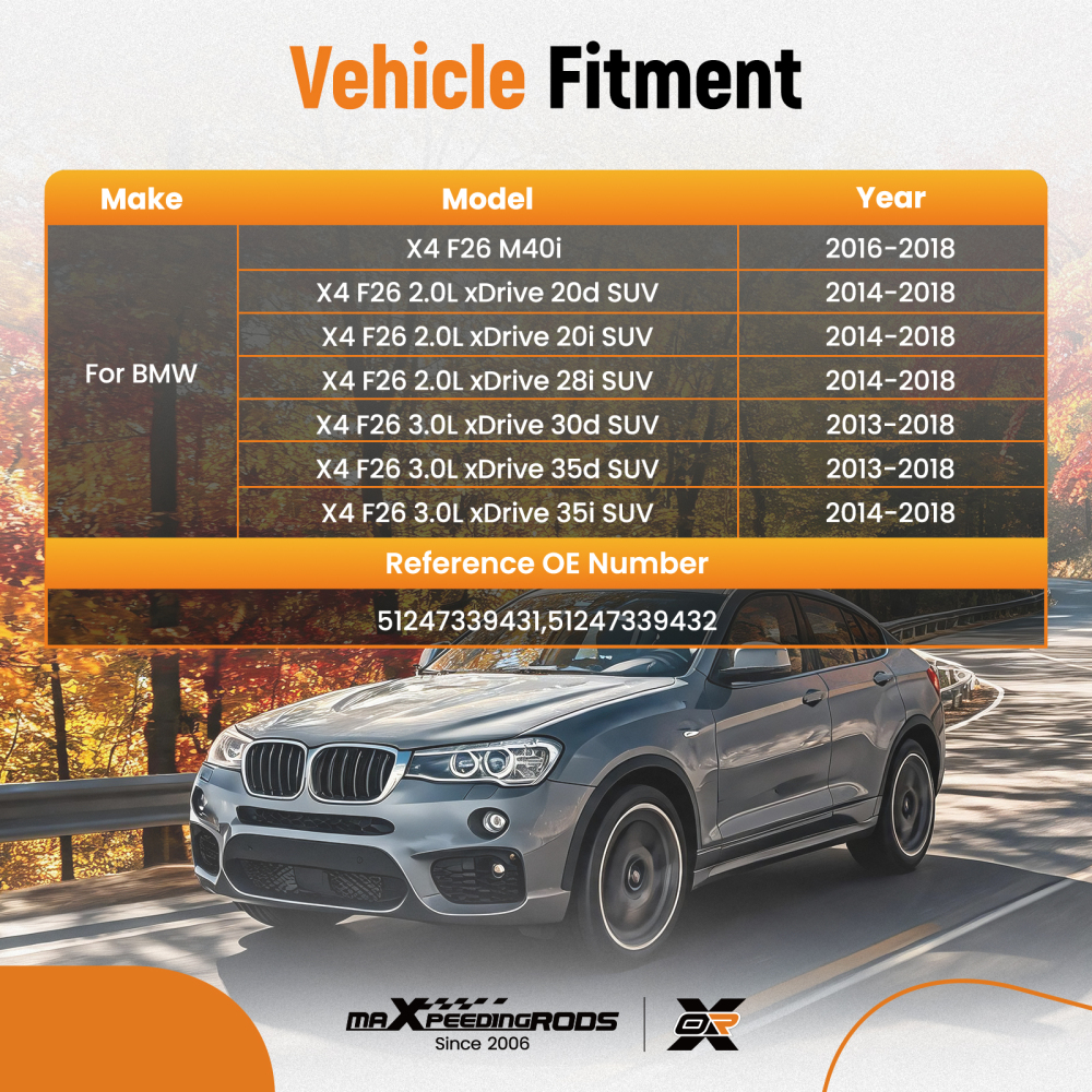 Rear Boot Lift Support compatible for BMW X4 F26 2.0L 3.0L 2014-2018 51247339431 Steel