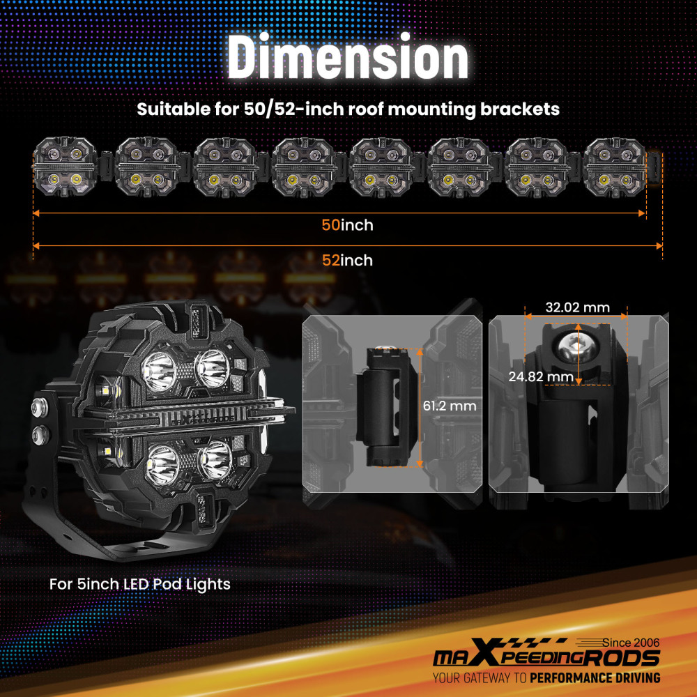 8PCS LED Light Mounting Bracket For maXpeedingrods Crosshair 5inch Pod Lights