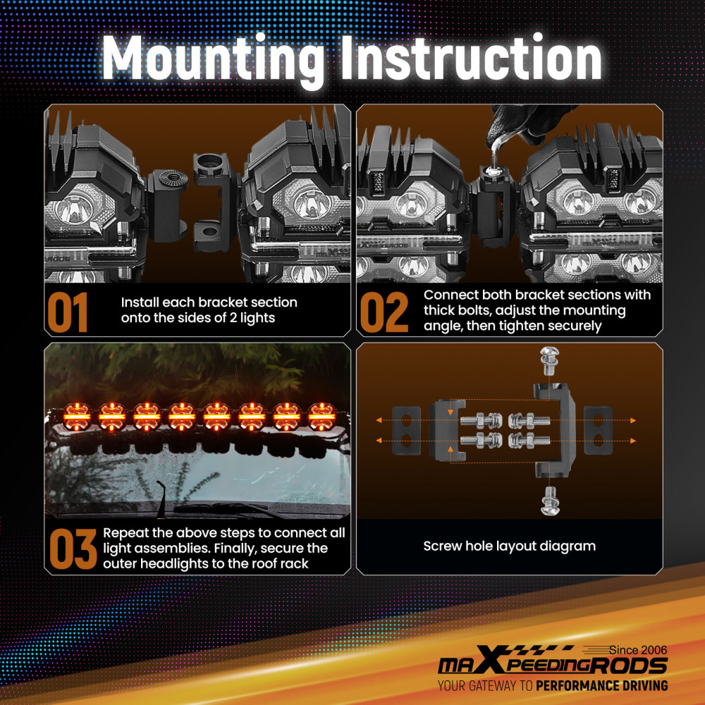 8PCS LED Light Mounting Bracket For maXpeedingrods Crosshair 5inch Pod Lights