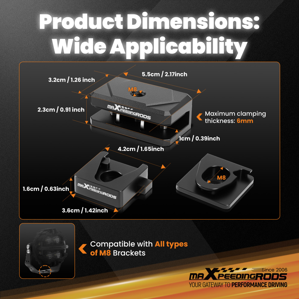 Universal Hood Light Mounting Bracket For Car Truck compatible for Jeep SUV LED Bar Pod Lights