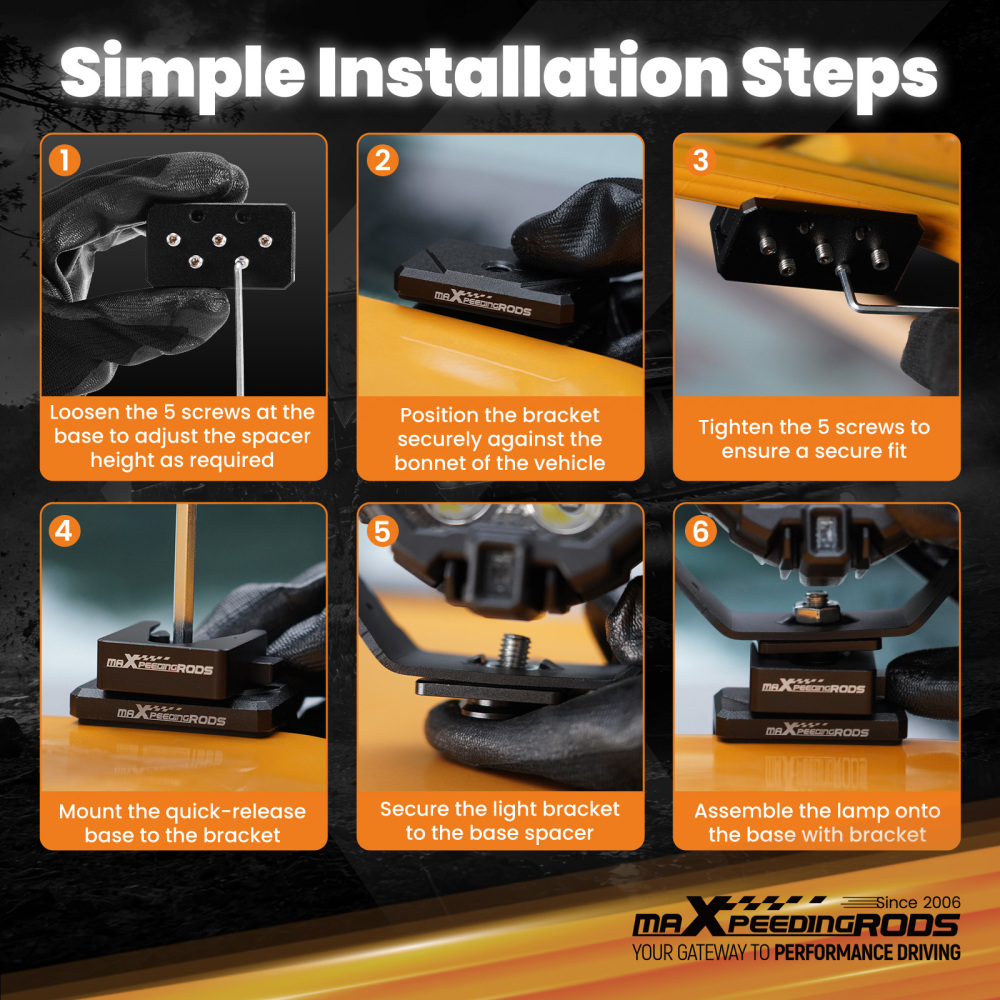 Universal Hood Light Mounting Bracket For Car Truck compatible for Jeep SUV LED Bar Pod Lights