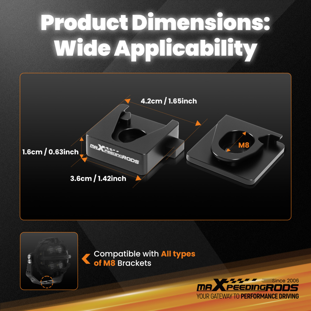 Universal Hood Brackets Quick Release For Trucks SUV Jeeps Ditch Light Mount M8