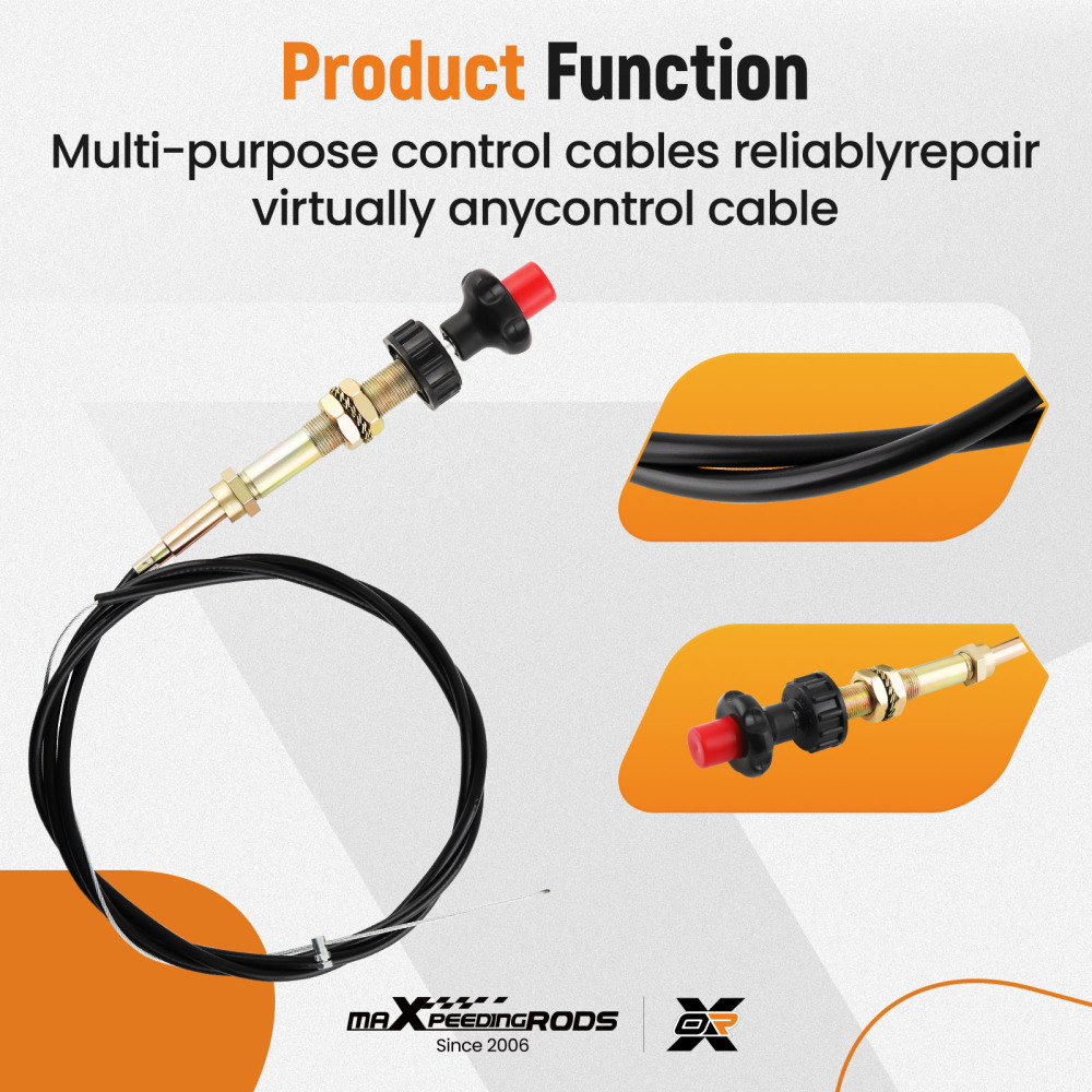 1pcs Adjustable Lock Control Cable with 2 in Black Knob 55204 Universal Black